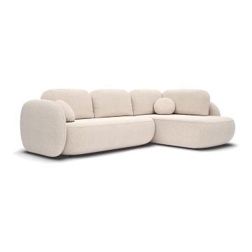 OLBIA L-mallinen avattava kulmasohva säilytystilalla, oikeanpuoleinen, beige
