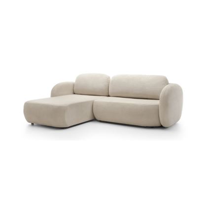 OLBIA L-muotoinen vasenkätinen kulmavuodesohva säilytystilalla, beige