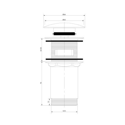 OMNIRES A706BM - Altaan jäte CLICK-CLACK halkaisija 6,6 cm mattavalkoinen