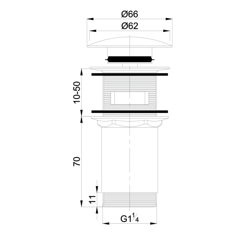 OMNIRES A706BP - Altaan jäte CLICK-CLACK halkaisija 6,6 cm kiiltävä valkoinen