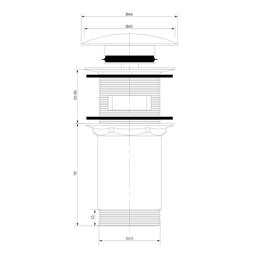 OMNIRES A706CPB - Altaan jäte CLICK-CLACK halkaisija 6,6 cm harjattu kupari