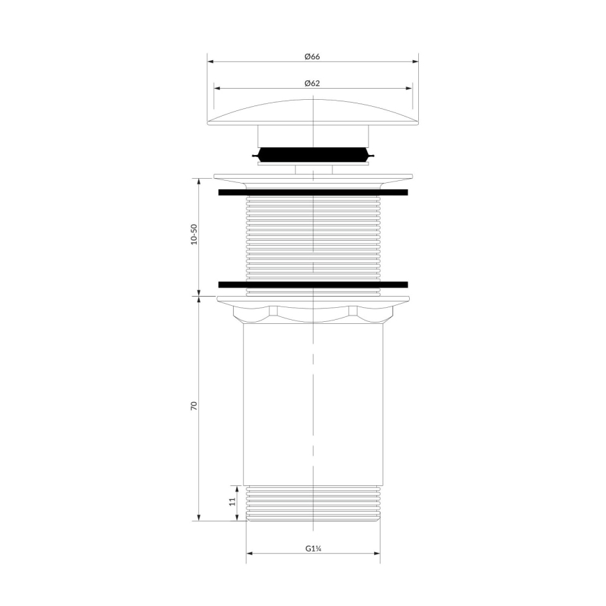 OMNIRES A716BL - Altaan jäte CLICK-CLACK halkaisija 6,6 cm semimatta musta