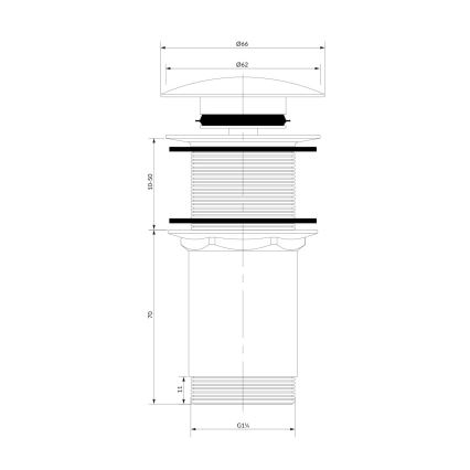 OMNIRES A716BL - Pesuallashana CLICK-CLACK halkaisija 6,6 cm puolihimmeä musta