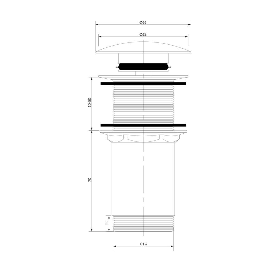 OMNIRES A716CP - Altaan jäte CLICK-CLACK halkaisija 6,6 cm kiiltävä kupari