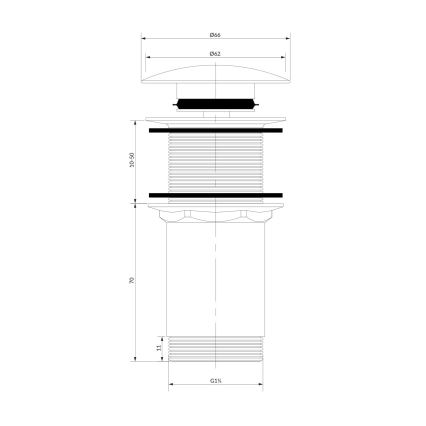 OMNIRES A716CR - Altaan jäte CLICK-CLACK halkaisija 6,6 cm kiiltävä kromi
