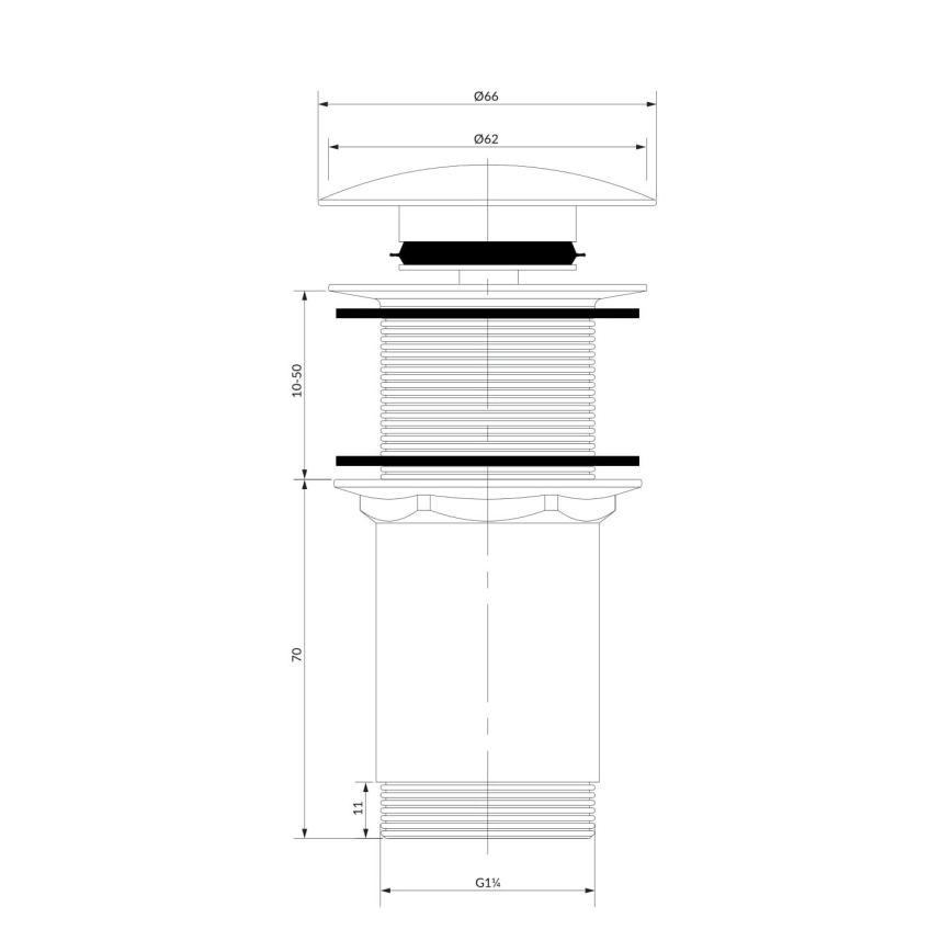 OMNIRES A716GR - Altaan jäte CLICK-CLACK halkaisija 6,6 cm harjattu grafiitti