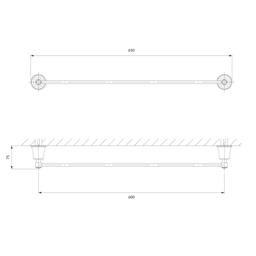 OMNIRES AL53216CR - Seinäpyyhepidike ART LINE 65 cm kiiltävä kromi