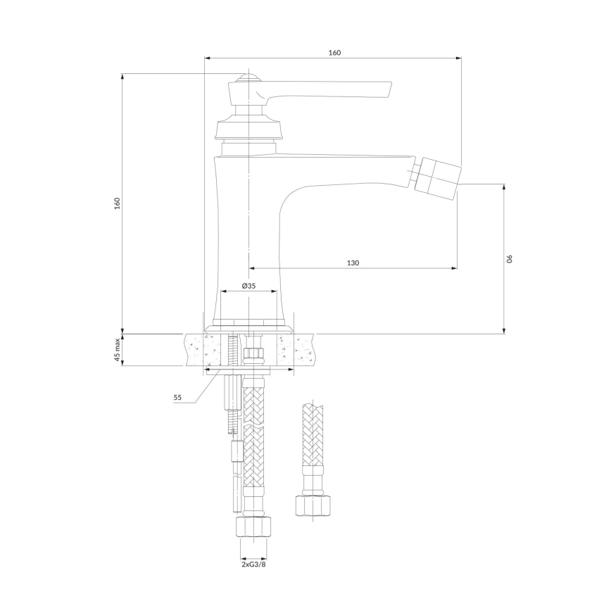 OMNIRES AM5220CR - Bidee-hana ARMANCE 16 cm kiiltävä kromi