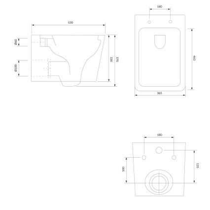 OMNIRES BOSTONMWBP - Seinään asennettava WC-istuin SoftClose-kannella BOSTON keraaminen/kiiltävä valkoinen