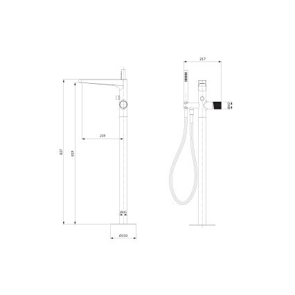 OMNIRES CT8033CR - Vapaasti seisova kylpysetti hanalla CONTOUR kiiltävä kromi