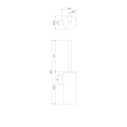 OMNIRES MP60621BL - Seinälle kiinnitettävä wc-harja MODERN PROJECT matta musta