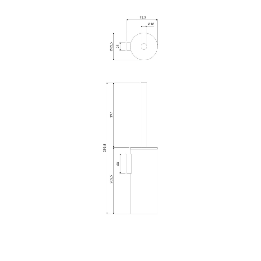 OMNIRES MP60621BL - Seinälle kiinnitettävä wc-harja MODERN PROJECT matta musta