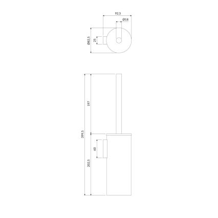 OMNIRES MP60621CR - Seinälle kiinnitettävä wc-harja MODERN PROJECT kiiltävä kromi