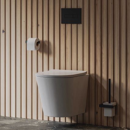 OMNIRES NL80620BL - Seinälle kiinnitettävä wc-harja NELSON matta musta