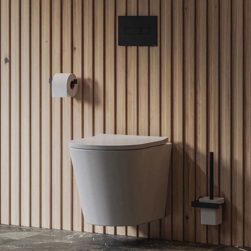 OMNIRES NL80620BL - Seinälle kiinnitettävä wc-harja NELSON matta musta
