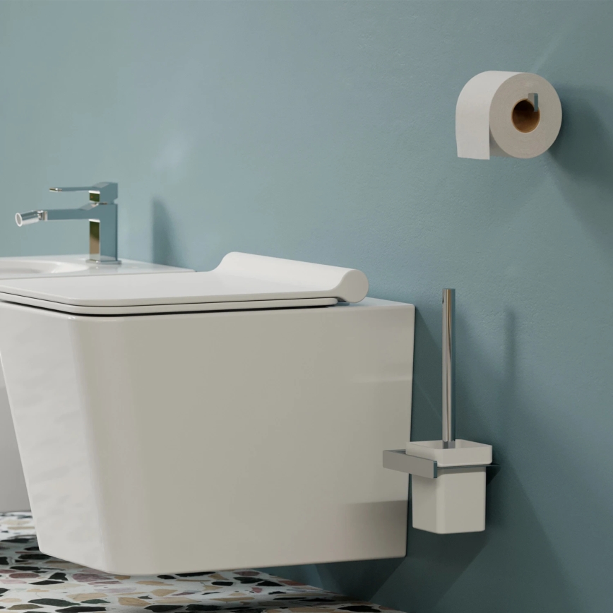 OMNIRES NL80620CR - Seinälle kiinnitettävä wc-harja NELSON kiiltävä kromi