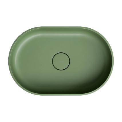 OMNIRES OVOUNOL - Pöytätasolle asennettava pesuallas OVO 55x36 cm dolomiitti/matallinen oliivinvihreä