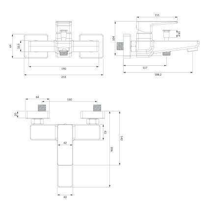 OMNIRES PM7430BL - Kylpyhana PARMA matta musta