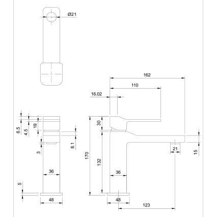 OMNIRES SL7710CR - Altaan hana SLIDE 17 cm kiiltävä kromi