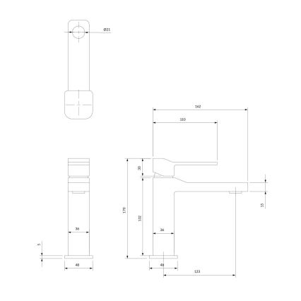 OMNIRES SL7710GR - Altaan hana SLIDE 17 cm harjattu grafiitti