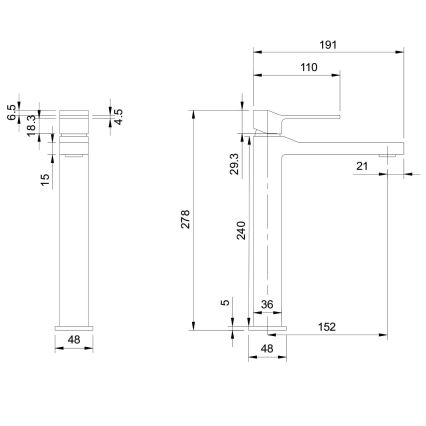 OMNIRES SL7712GR - Altaan hana SLIDE 27,8 cm harjattu grafiitti