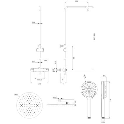 OMNIRES SYSY10/N/6CR - Suihkusetti termostaattihanalla Y kiiltävä kromi