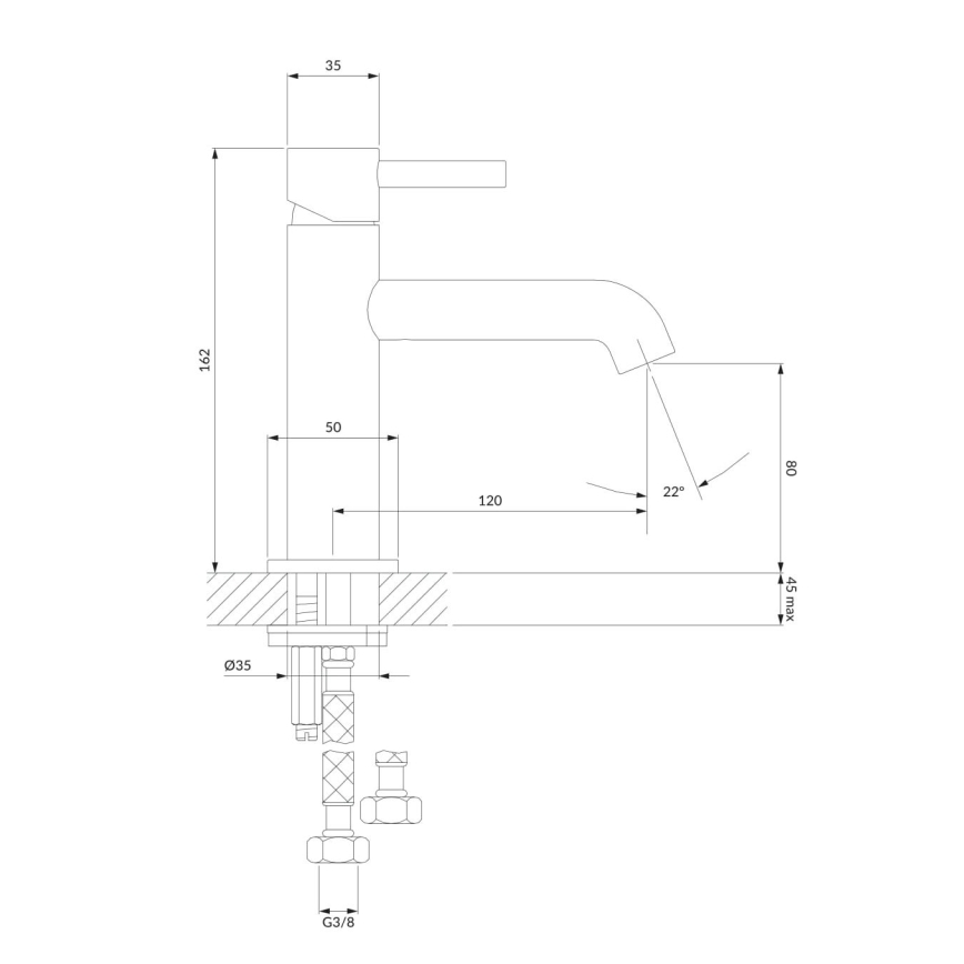 OMNIRES Y1210NCPB - Altaan hana Y 16,2 cm harjattu kupari