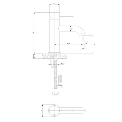 OMNIRES Y1210STCR - Altaan hana Y 17,8 cm kiiltävä kromi