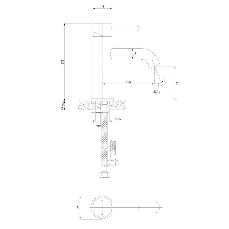 OMNIRES Y1210STCR - Altaan hana Y 17,8 cm kiiltävä kromi