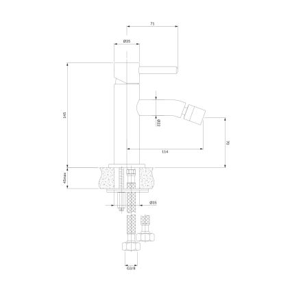OMNIRES Y1220CR - Bidee-hana Y 14,5 cm kiiltävä kromi