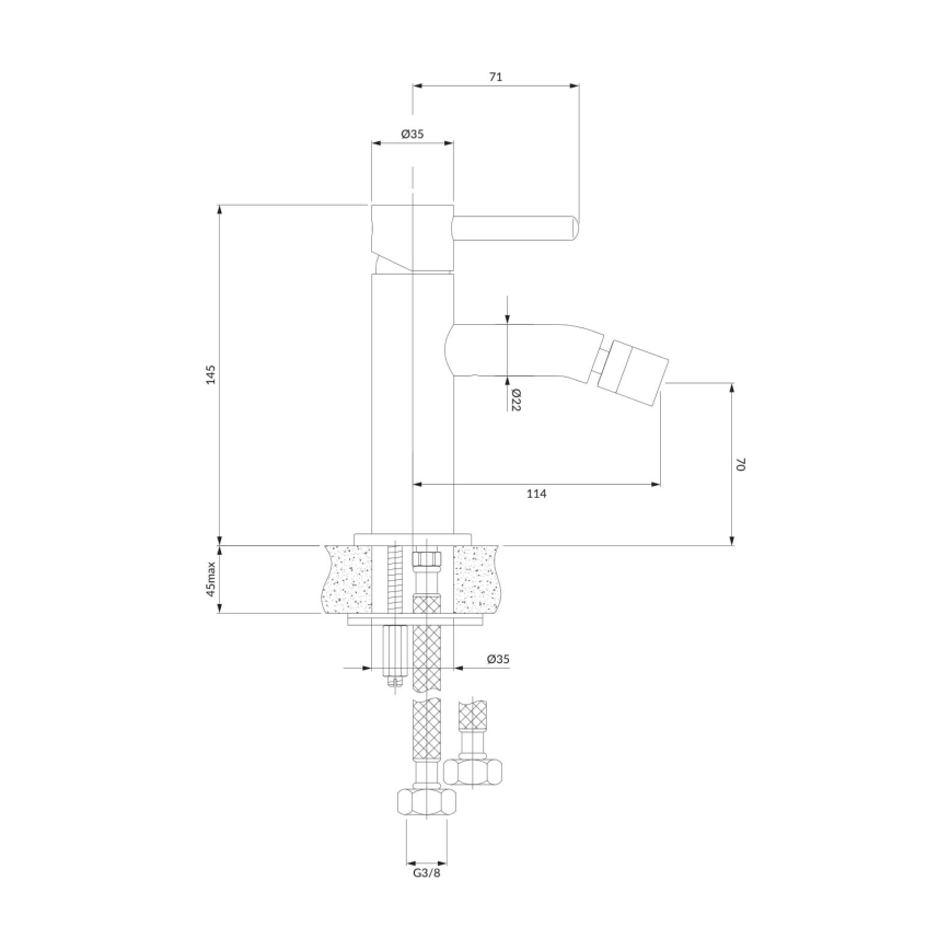 OMNIRES Y1220CR - Bidee-hana Y 14,5 cm kiiltävä kromi
