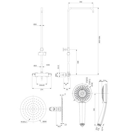 OMNIRES Y1244X/6CR - Suihkusetti termostaattihanalla Y kiiltävä kromi