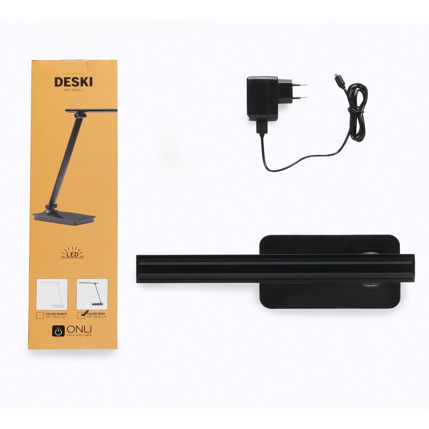 ONLI - Himmennettävä LED-pöytävalaisin USB-portilla DESKI LED/7W/230V 4000K musta