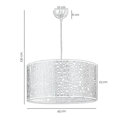 ONLI - Kattokruunu johdossa BRUCE 1xE27/15W/230V halkaisija 45 cm mattakromi