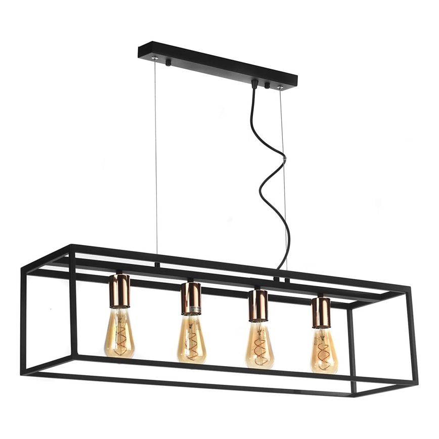 ONLI - Kattokruunu johdossa FLOKI 4xE27/15W/230V musta/kupari
