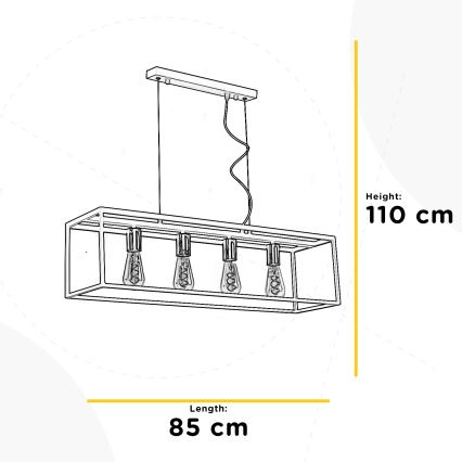 ONLI - Kattokruunu johdossa FLOKI 4xE27/15W/230V musta/kupari