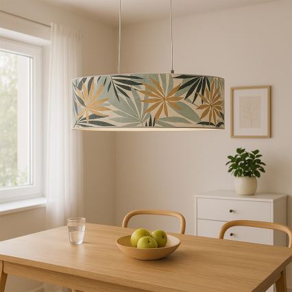 ONLI - Kattokruunu johdossa FLORA 2xE27/22W/230V vihreä/kulta