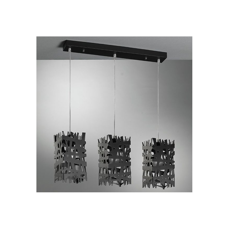 ONLI - Kattokruunu johdossa FORESTA 3xE27/15W/230V musta