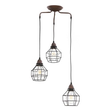 ONLI - Kattokruunu johdossa HÄMÄHÄKKI 3xE27/15W/230V musta/ruskea