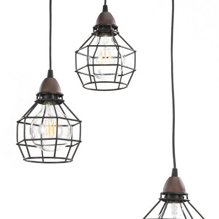 ONLI - Kattokruunu johdossa HÄMÄHÄKKI 3xE27/15W/230V musta/ruskea