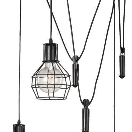 ONLI - Kattokruunu johdossa HÄMÄHÄKKI 5xE27/15W/230V hämähäkki musta