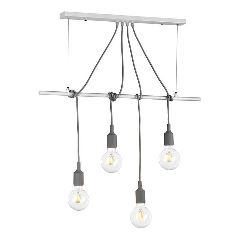 ONLI - Kattokruunu johdossa WIRE 4xE27/15W/230V harmaa/valkoinen