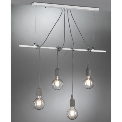 ONLI - Kattokruunu johdossa WIRE 4xE27/15W/230V harmaa/valkoinen