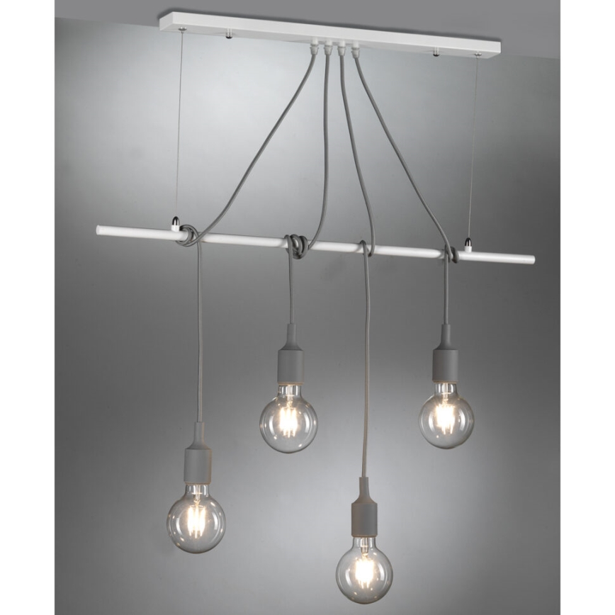 ONLI - Kattokruunu johdossa WIRE 4xE27/15W/230V harmaa/valkoinen