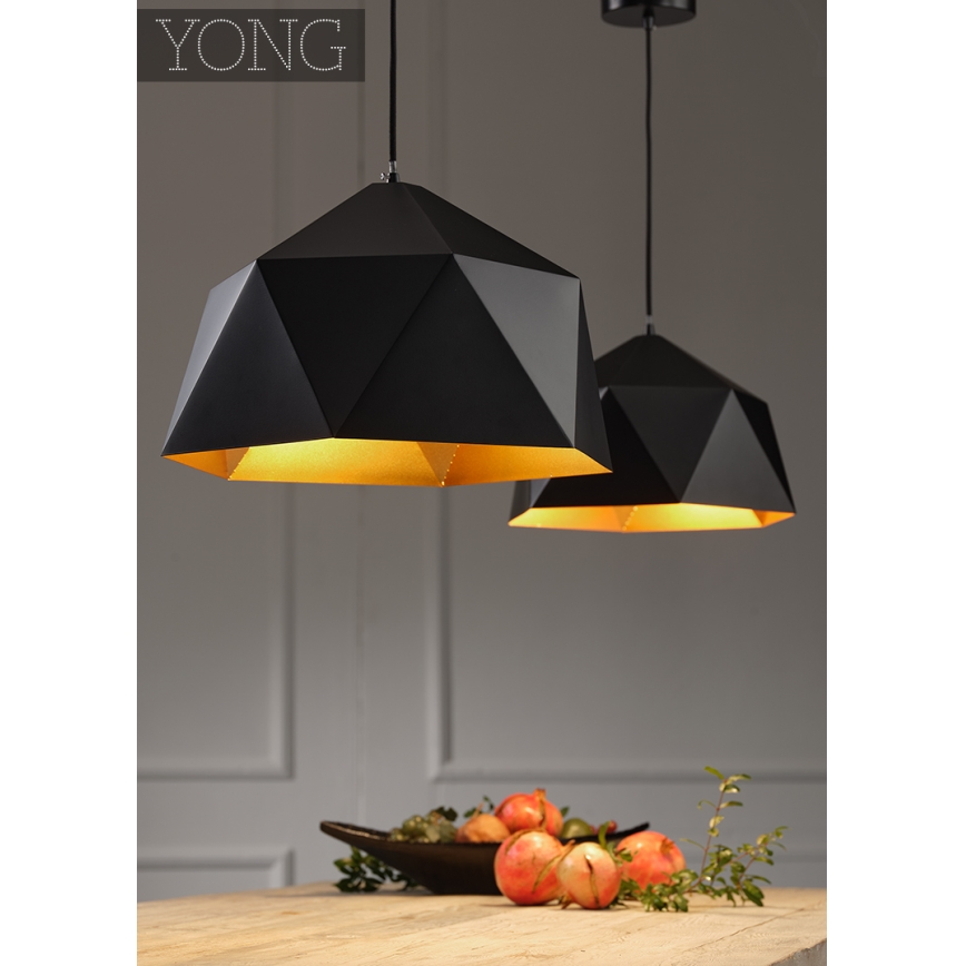 ONLI - Kattokruunu johdossa YONG 1xE27/22W/230V musta halkaisija 46 cm