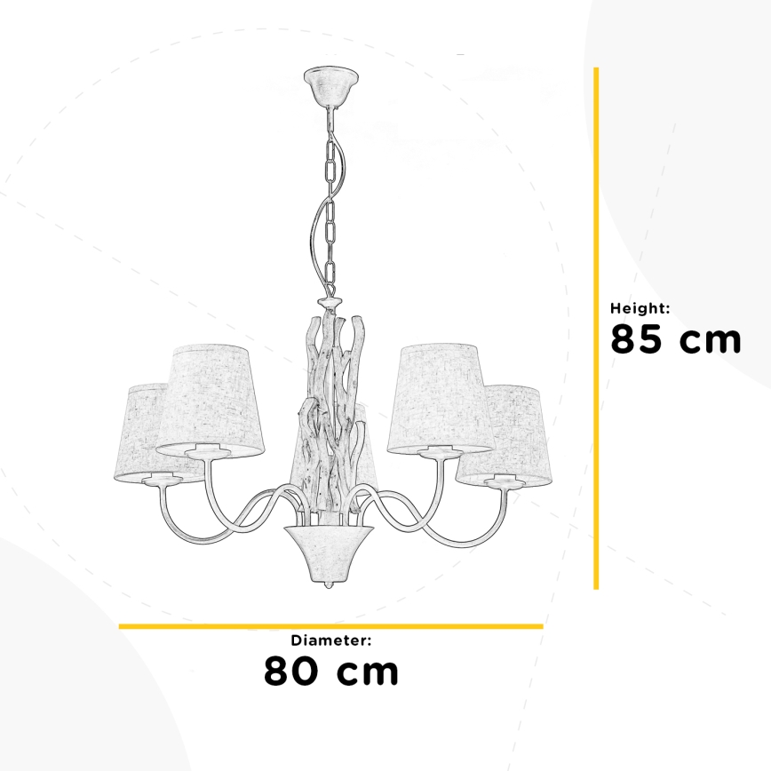 ONLI - Kattokruunu ketjussa AGAR 5xE14/6W/320V halk. 80 cm