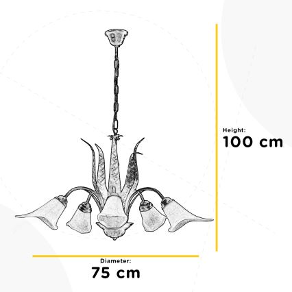 ONLI - Kattokruunu ketjussa ALGA 5xE14/6W/230V pronssi