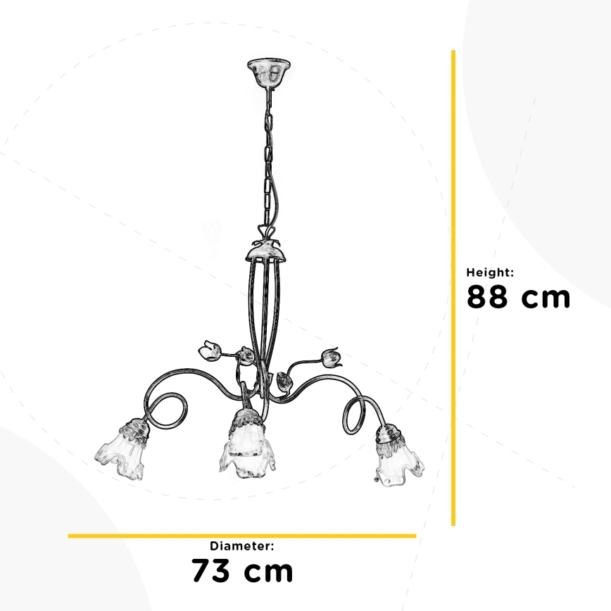 ONLI - Kattokruunu ketjussa ARIANNA 3xE14/6W/230V