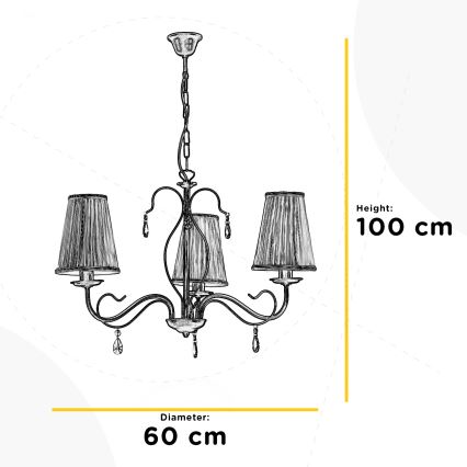 ONLI - Kattokruunu ketjussa DELIA 3xE14/6W/230V