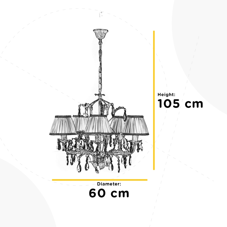ONLI - Kattokruunu ketjussa KAREN 5xE14/6W/230V valkoinen